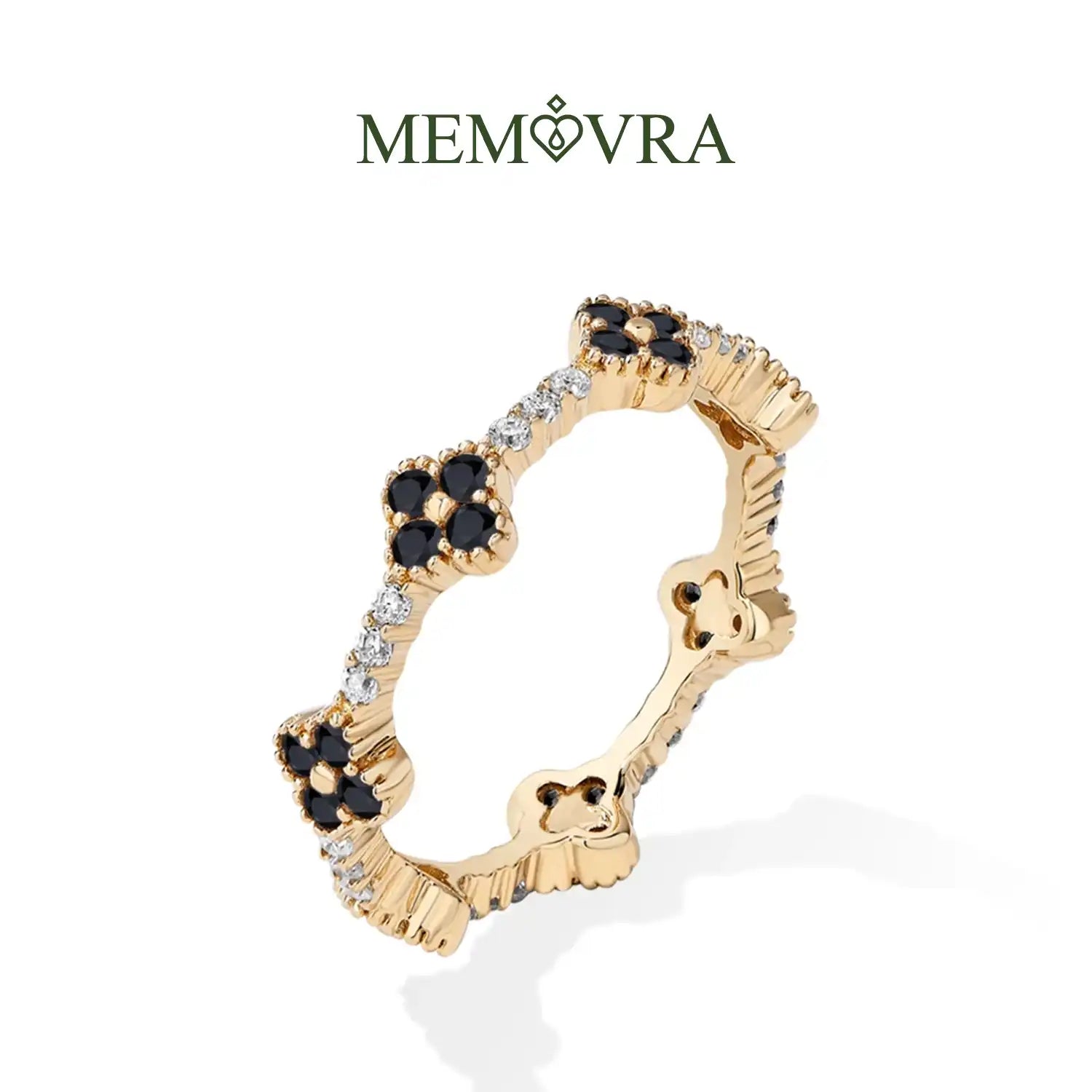 Timeless Eternity Ring – Black Moissanite (Yellow Gold)